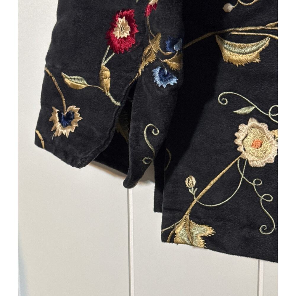 Painted Pony Jacket Black Embroidered Floral Button Front Artwear Womens Small - Picture 7 of 11